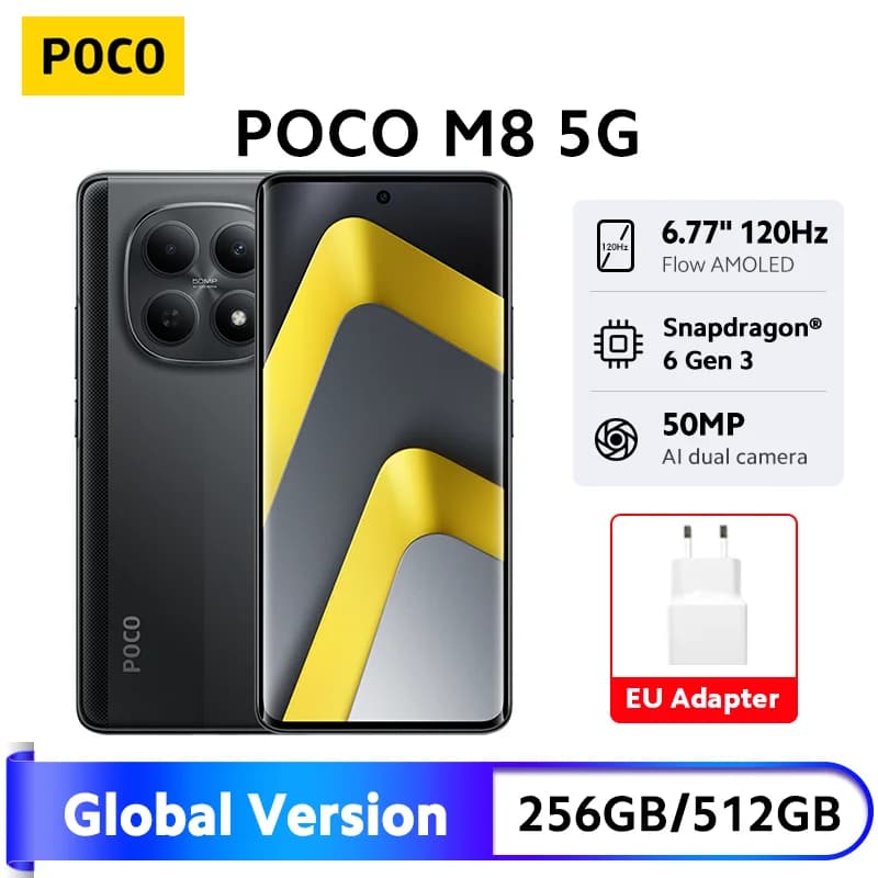 Newest POCO M8 5G Smartphone Global Version Snapdragon® 6 Gen 3 6.77" 120Hz Display 50MP Camera 5520mAh Battery 45W NFC