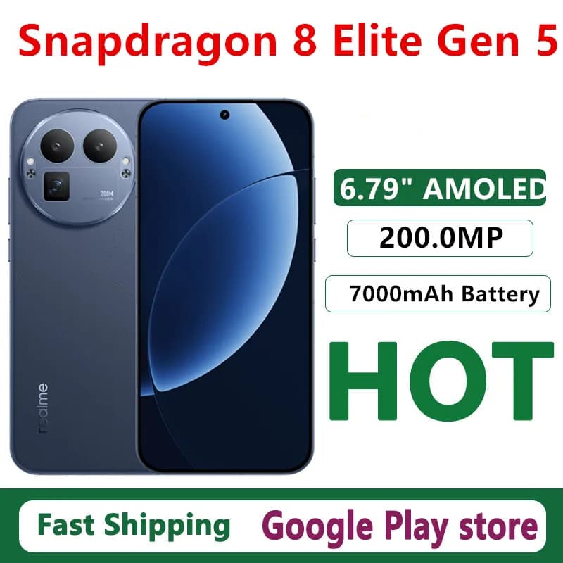 Original Realme GT 8 Pro Mobile Phone Snapdragon 8 Elite Gen 5 OTA 6.79" AMOLED 200.0MP 7000mAh 120W Charge IP69 Waterproof