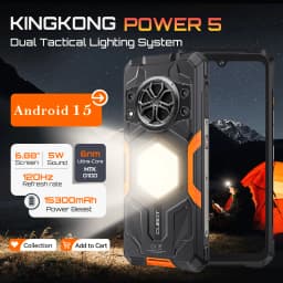 Cubot KingKong Power 5, Rugged Smartphone Android 15, 15300mAh Battery, 6.88' 120Hz Screen, 16GB RAM (6+10), 128GB ROM, MTK G100