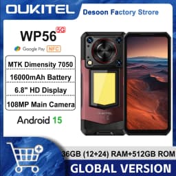 Oukitel WP56 5G Rugged Smartphone 12GB+512GB 45W Android15 Mobile Phone 16000mAh 6.78"FHD+ 108MP Camera 120Hz oukitel Cell Phone