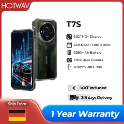 HOTWAV T7S Rugged Smartphone Ultra Thin 6280mAh Battery Mobile Phone 6.52'' HD+ 4GB RAM 128GB ROM 21MP Android 13 Cellphone