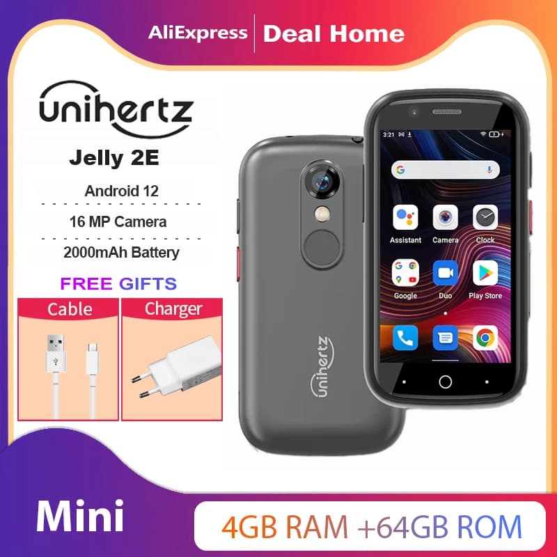 In Stock Unihertz Jelly 2E Mini Smartphone Android 12 Unlocked 4GB 64GB Global Version Mobile Phone 2000mAh 16MP 4g Cellphones