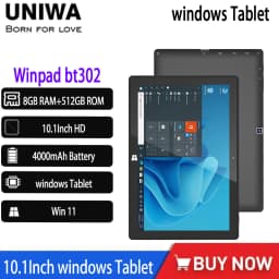 UNIWA Winpad Bt302 Windows Tablet 10.1 “ Windows Tablet HD WIN 11 8GB+512GB Bluetooth Dual-camera HDMI Interface Office Computer