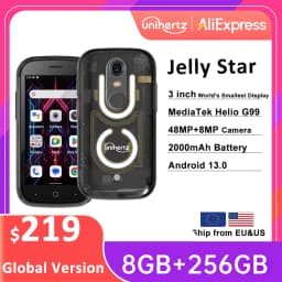 Unihertz Jelly Star Smallest Android 13 Smartphone 8GB 256GB Led Light Transparent Backshell Mobile Phone 48MP 3inch Cellphones