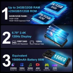 Unihertz 8849 Tank 3s by Rugged Smartphone 5G with Projector120Hz 15600mAh 66W Charger Cell Phone Dimensity 8200 Mobile Phone