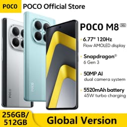 POCO M8 5G Global Version Smartphone 256GB 512GB Snapdragon® 6 Gen 3 NFC 6.77" 120Hz Display 50MP Main Camera 45W Charging