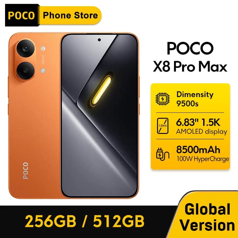 【World Premiere】POCO X8 Pro Max 5G Cellphone Global Version Dimensity 9500s 8500mAh 100W Charging 50MP Camera 6.83" Display NFC