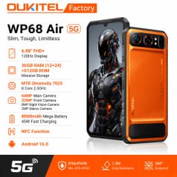 Global Version OUKITEL WP68 Air 5G Rugged Smartphon Android 16 6.88" HD+Display 36GB (12+24)+512GB 8000mAh 64MP NFC Mobile Phone