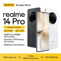 realme 14 Pro Smartphone 5G Titanic 6000mAh Battery 45W SUPERVOOC Charging 50MP Sony IMX882 OIS Camera, Dimensity 7300 Energy 5G Processor, 120Hz Curved Display