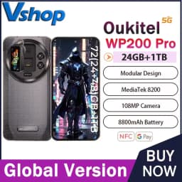Oukitel WP200 Pro 5G Rugged Phone Modular Design Detachable Earphone watch 24GB+1TB 6.7" Android 15 MTK8200 108MP 5G Smartphone