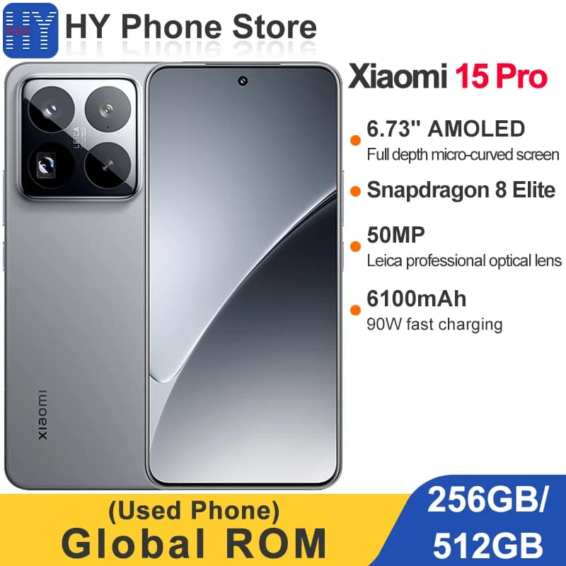 CN Global ROM Xiaomi 15 Pro 256GB/512GB 6.73”2k AMOLED Screen Snapdragon 8 Elite 50MP+32MP Camera 90W 6100mAh Battery (Used)