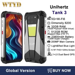 Unihertz Tank 3 Rugged Phone 32GB+512GB 200MP Camera Night Version 23800mAh 6.79" Android 13 Dimensity 8200 5G Smartphone