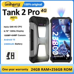 Unihertz Tank 2 PRO 8849 Rugged Phones with Projector 2.4K 23800 mAh 24GB+512GB Android 14 100MP NFC 120W G99 Octa Core Dual SIM
