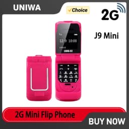 UNIWA J9 2G Mini Flip Phone with Push Button Wireless Bluetooth Dialer Multi-function FM, Magic Voice, Handsfree Earphone