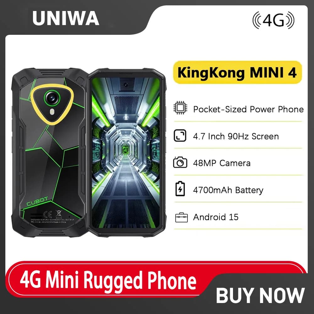 Cubot KingKong MINI 4 Android 15 NFC mini Rugged Smartphone 6GB RAM+128GB ROM 4.7 Inch Mini Phone 4700mAh 48MP Small Cellphone
