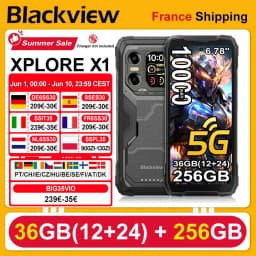 Blackview XPLORE X1 [No EU Charger] Rugged Smartphone 5G 6.78" Android 15 36GB(12+24)+256GB Dimensity 7050 10000mAh 55W NFC