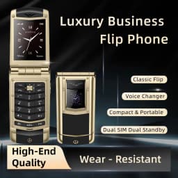 Luxury Metal Flip Phone for Men Dual SIM Business Phone Big Button Dual Screen Magic Voice Blacklist Senior Classic Mobile