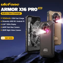 Ulefone Armor X16 Pro 5G Rugged Phone Smartphone Android 15 Up to 16GB+256GB 10360mAh Glare Flashlight Night Camera