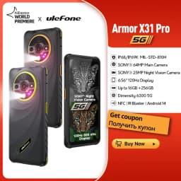 Ulefone Armor X31 Pro 5G Rugged Phone Android 14 Waterproof Smartphone 6.56”16GB RAM 256GB ROM Sony ® Night Camera 64MP NFC