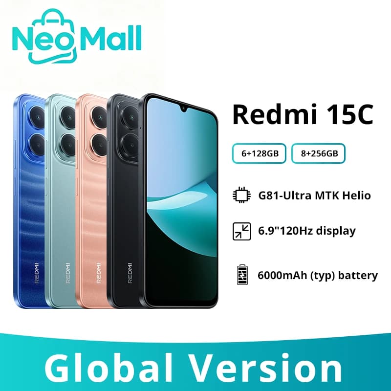 Gobal Version Xiaomi Redmi 15C Smartphone 6.9" MediaTek Helio G81-Ultra CPU 6000mAh Battery 50MP Camera