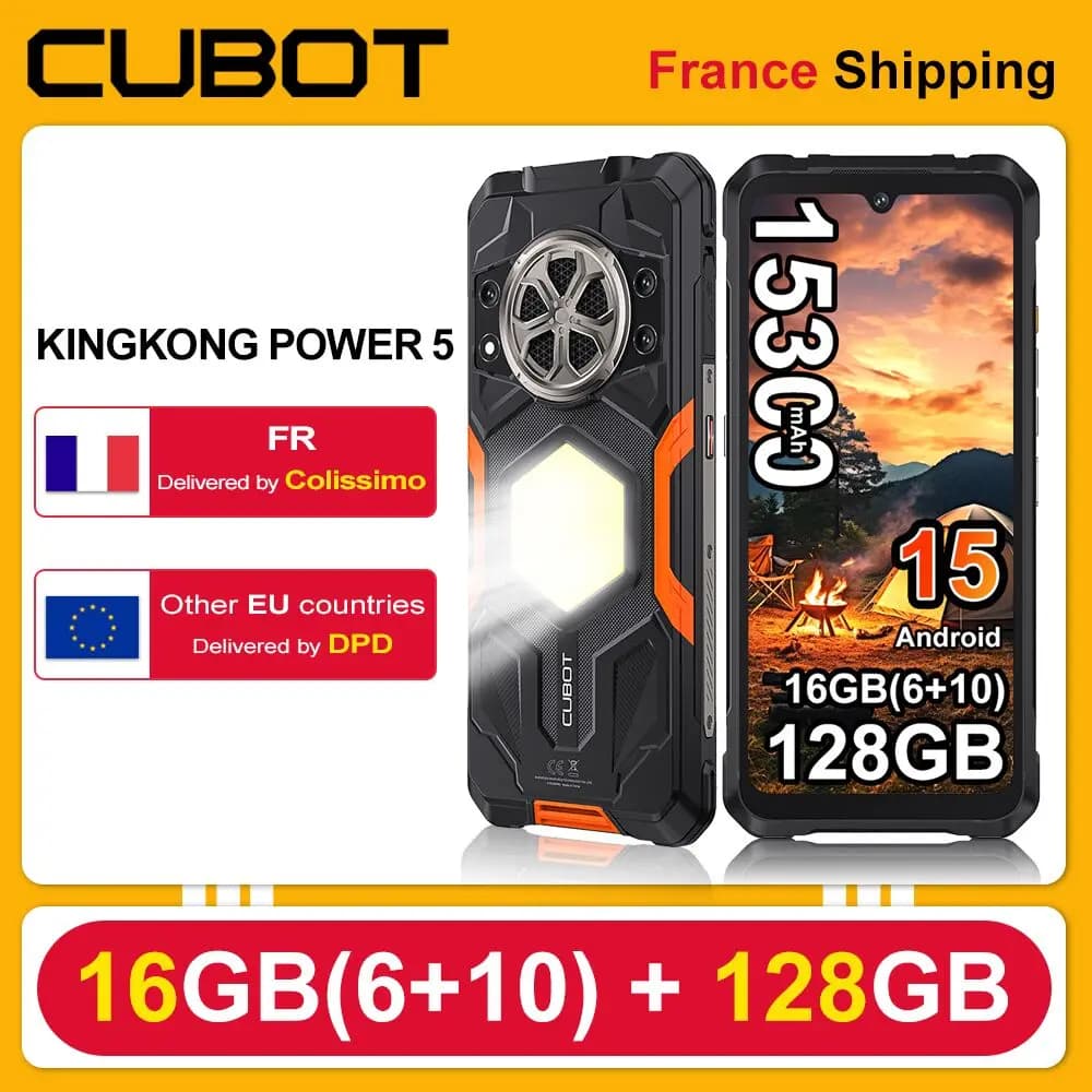 CUBOT KingKong Power 5 Rugged Smartphone G100 Android 15,15300mAh 6.88" 120Hz,16GB RAM (6+10),128GB ROM,64MP Camping Light Phone