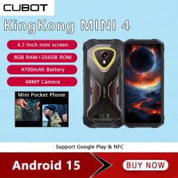 Cubot KingKong MINI 4 Rugged Smartphone Android 15 Up to 20GB RAM+256GB ROM 4.7 Inch Mini Phone 4700mAh 48MP Small Cellphone NFC