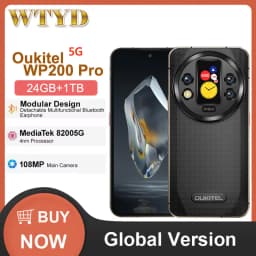 Oukitel WP200 Pro 5G Rugged Phone 24GB+1TB 6.7'' Android 15.0 MTK Dimensity 8200 108MP Main Camera 8800mAh NFC 5G Smartphone