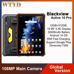 Blackview Active 10 Pro 5G Rugged Tablet 12GB+512GB 10.95" 2.4K Display Dimensity 7300 30000mAh 108MP Camera NFC Global Version