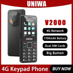 UNIWA V2000 4G Keypad Phone 2.4Inch Big Button Loud Volume 0.3MP Camera 1700mAh Russia Hebrew Keyboard Feature Phones Elderly