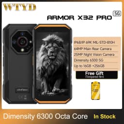 Ulefone Armor X32 Pro 5G Rugged Phone 8GB+256GB 6.56'' Android 14 Night Camera 64MP 6050mAh Dimensity 6300 NFC Smartphone