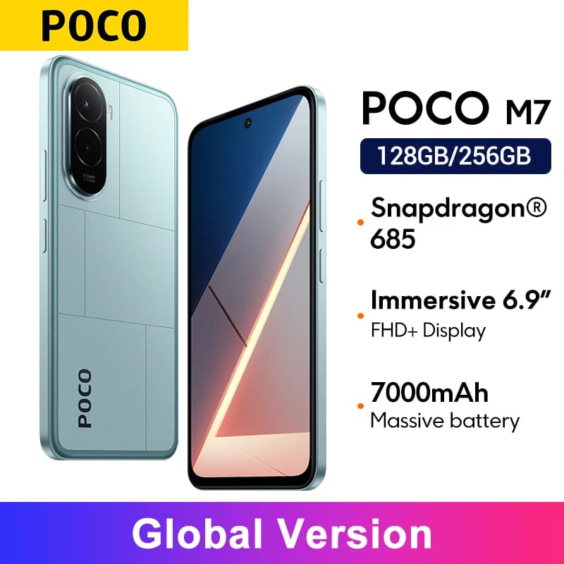 Global Version POCO M7 Snapdragon® 685 Smartphone 6.9" 144Hz FHD+ DotDisplay 7000mAh Battery 33W Fast ChargingNFC 50MP Camera
