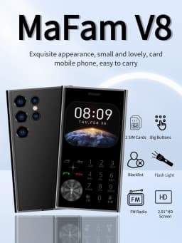 Credit Card Size Mini Phone Unlocked Dual SIM Ultra Thin 2.0" Display Pocket Cellphone Voice Changer Speed Dial Flashlight