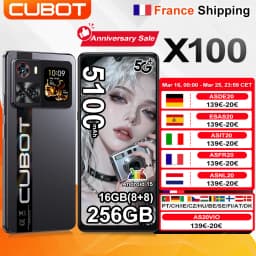 [Shipping From France] Cubot X100 Android 15 5G Smartphone 6.88" 120Hz 16GB(8+8) RAM 256GB ROM 64MP 5100mAh 33W NFC Mobile Phone