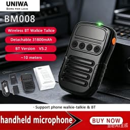 NEW UNIWA BM008 Zello SOS PTT Button Microphone 1800mAh BT Professional Handheld Universal for Mobile Phones and Walkie Talkie
