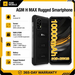 AGM H MAX Rugged Smartphone 8+256GB 10000mAh Battery HD+ Display 3 Card Slot NFC OTG Reverse Charge Waterproof Smartphone
