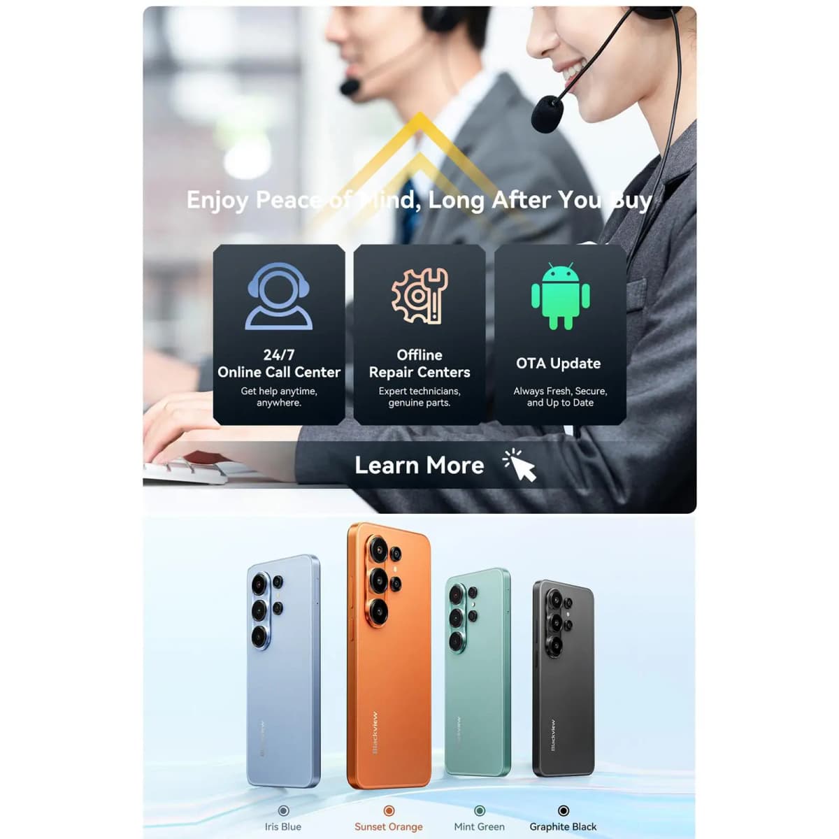 Blackview WAVE 10 Smartphone 8GB+128GB / 256GB 6.88'' Display 32MP Camera 5000mAh Android 16 Unisoc UMS9230E 4G Phone