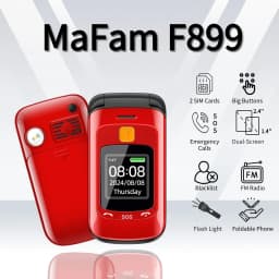 Mafam F899 Senior Flip Dual Display Feature Phone SOS 2Sim Big Button Dial Torch Clamshell Mobile Retro Style Durable Phone