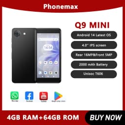 UNIWA Phonemax Q9MIN 4G Smartphone 4.0 Inch Display Small Phone 4GB RAM +64GB ROM 16MP 2000mAh SOS Android 14 Unisoc T606