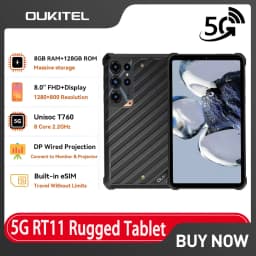 OUKITEL RT11 Rugged Tablet PC 8'' Android Tablet 5G ESIM Tablet IP68 IP69K Waterproof Shockproof 10000mAh Battery Nano+Nano/TF