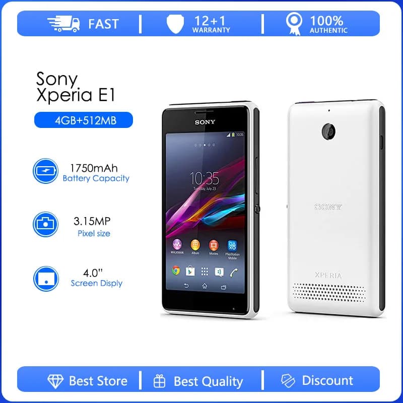 Sony Xperia E1 D2005/D2105 Refurbished-Original Unlocked E1 512 RAM 4GB ROM 4.0" Cellphone 3MP GSM Android 3G Mobile Phone