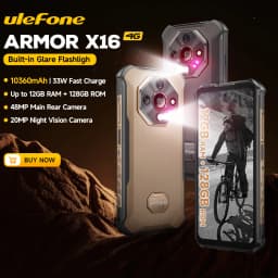 Ulefone Armor X16 4G Rugged Phone Smartphone Android 15 Up to 12GB+128GB 10360mAh Glare Flashlight 48MP Main Camera