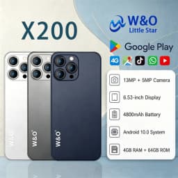 W&O X200 4G Global Version Smartphones Android 10 6.53'' 4GB RAM+64GB ROM Dual SIM 4800mAh 13MP Camera 128GB TF Mobile Phone