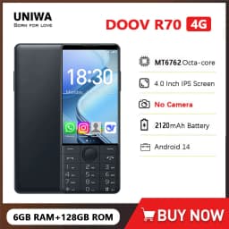 DOOV R70 4G Smart Touch Screen Keypad Mobile Phone without Camera 4.0 Inch 6GB+128GB 2120mAh Android 14 Whatsapp Hebrew keyboard