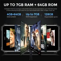 FOSSiBOT F101P,Smartphone,10600mAh Battery,4GB+64GB,24MP, Cell Phone, Large Speaker, IP68/IP69,Waterproof Mobile Phone