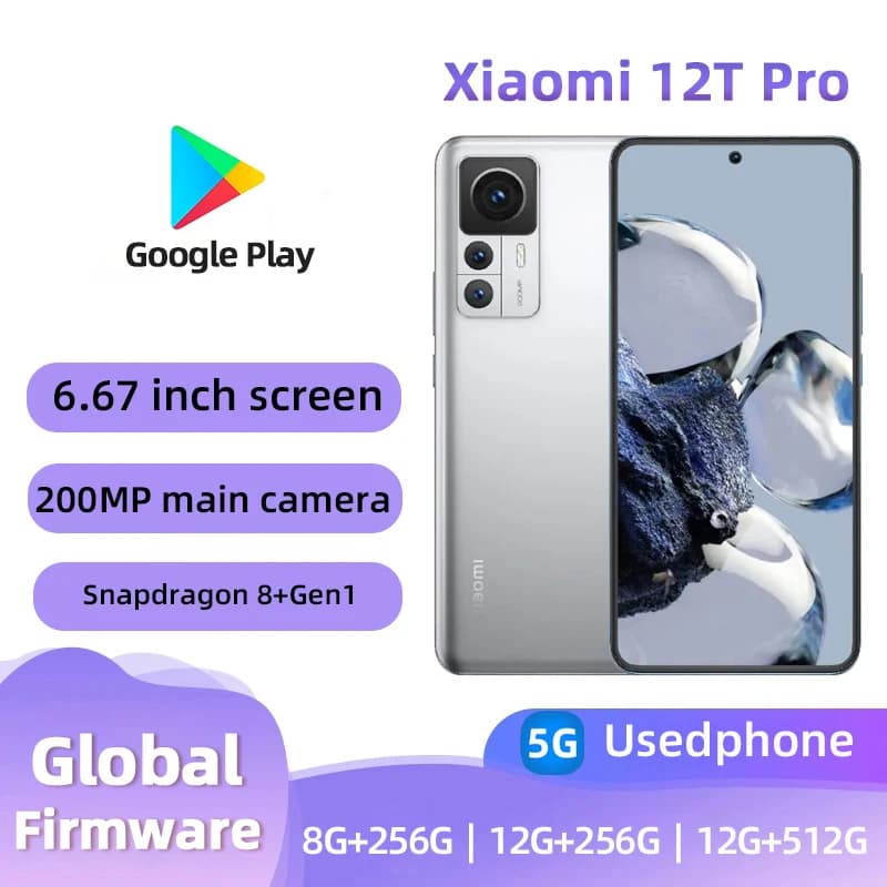 Xiaomi 12T Pro 5G Android RAM 8GB ROM 256GB 200MP 2712*1220px 5000mAh 200MP used phone
