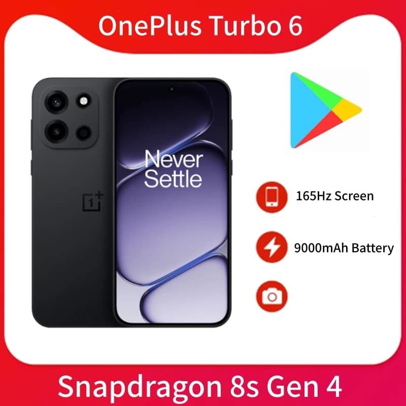 Unlocked OnePlus Turbo6 5G Smart Phone 9000mAh Battery 165Hz Screen Google Play Store OTA Color OS