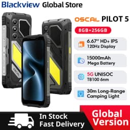 Blackview OSCAL PILOT 5 Rugged Smartphone 5G AI 6.67" 120Hz Display UNISOC T8100 CPU 8GB 256GB 15000Amh 5W Speaker NFC CellPhone