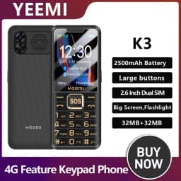UNIWA YEEMI K3 4G Feature Keypad Phone 2.6Inch Dual SIM Card Long Standby Flashlight Camera FM SOS Big Button Button Phone