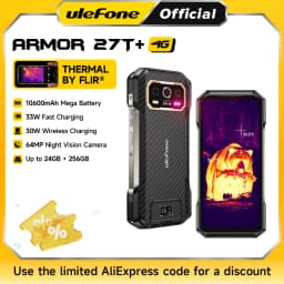 Ulefone Armor 27T+ 4G THERMAL BY FLIR® Rugged Phone 10600mAh Up to 24GB+256GB 6.78"FHD 120Hz Night Vision Android 15 Smartphone