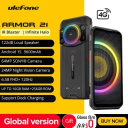 Ulefone Armor 21 Smartphone, G99 Android 15, 16GB RAM, 256GB ROM, Rugged Phone, 64MP, 9600mAh, Mobile Phone, Global Version